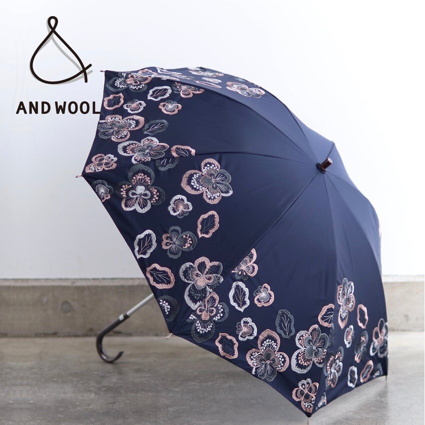 再入荷!!【春の日差し対策にUVカットOK・晴雨兼用日傘】美しい色のコントラストが品の良さを演出「ビオラ刺繍の日傘」