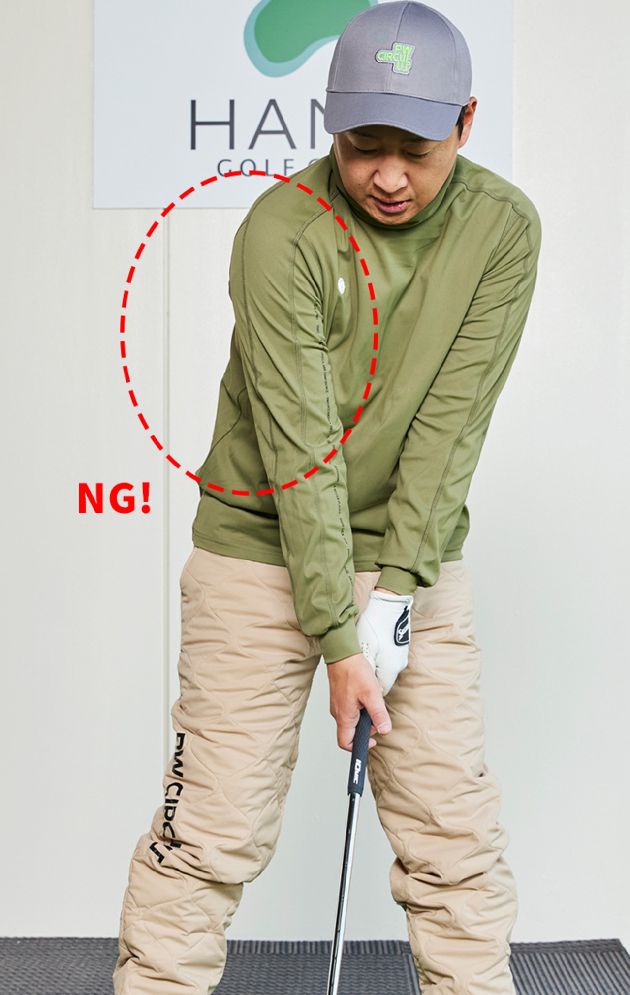 ゴルフ,ゴルフレッスン,菅原大地,腸腰筋を伸ばしている図