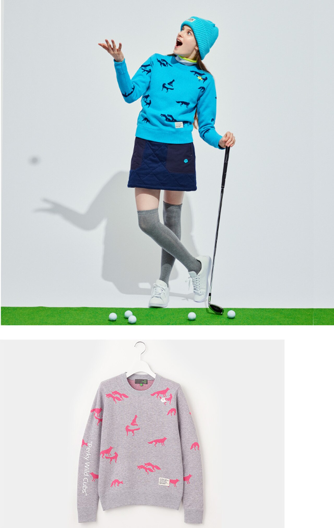 PWCIRCULUS,ピーダブ,PW,ゴルフウエア,おススメ,キツネ,LADIES,WOMEN,ニット,トップス,クリスマスギフト,プレゼント選び,ゴルフプレー