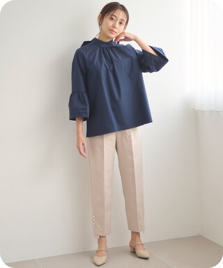 リボンタイチュニックブラウス