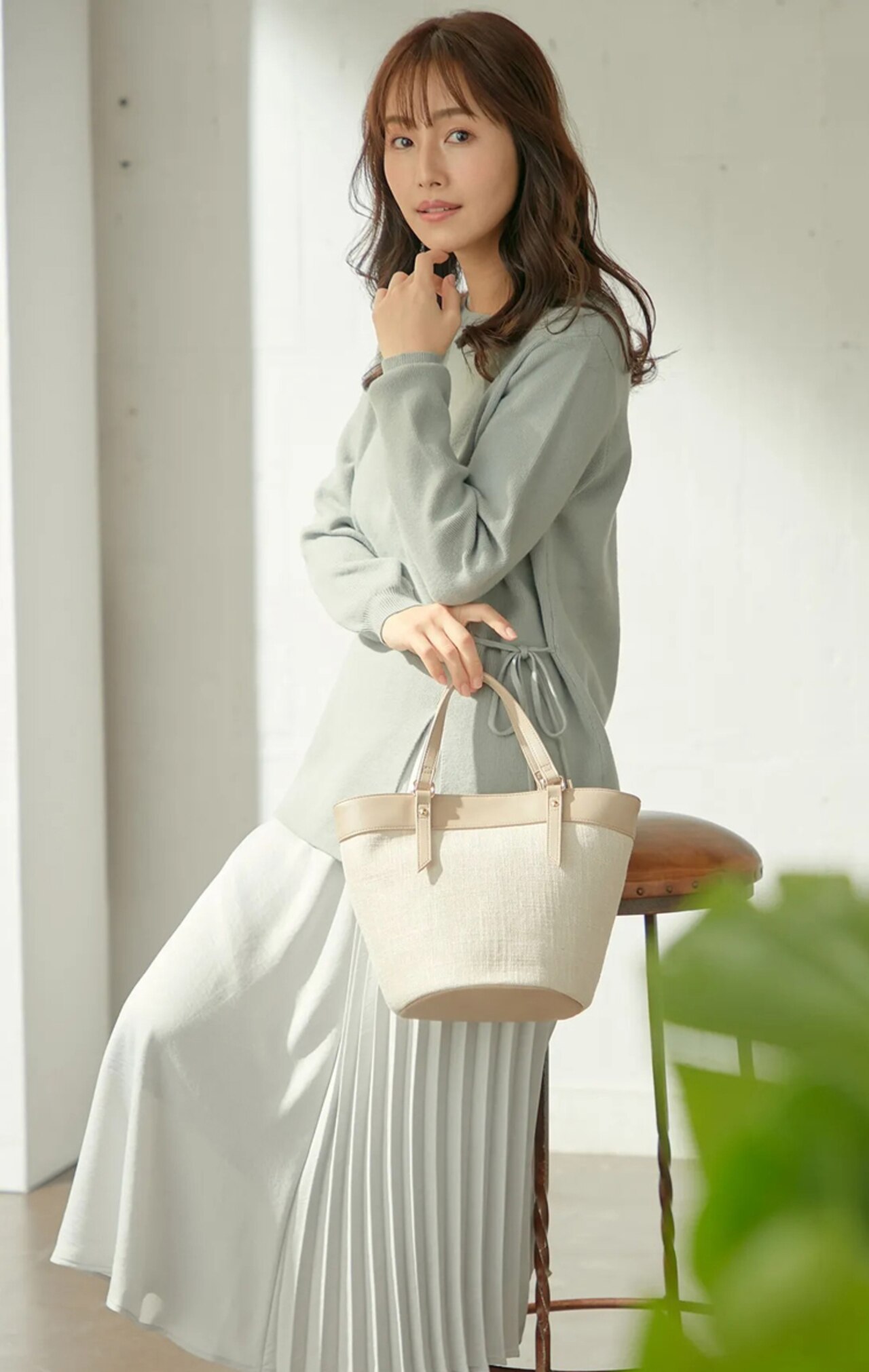 【any SiS】サイドスリットニット×3WAYサテンスカート セットアップ