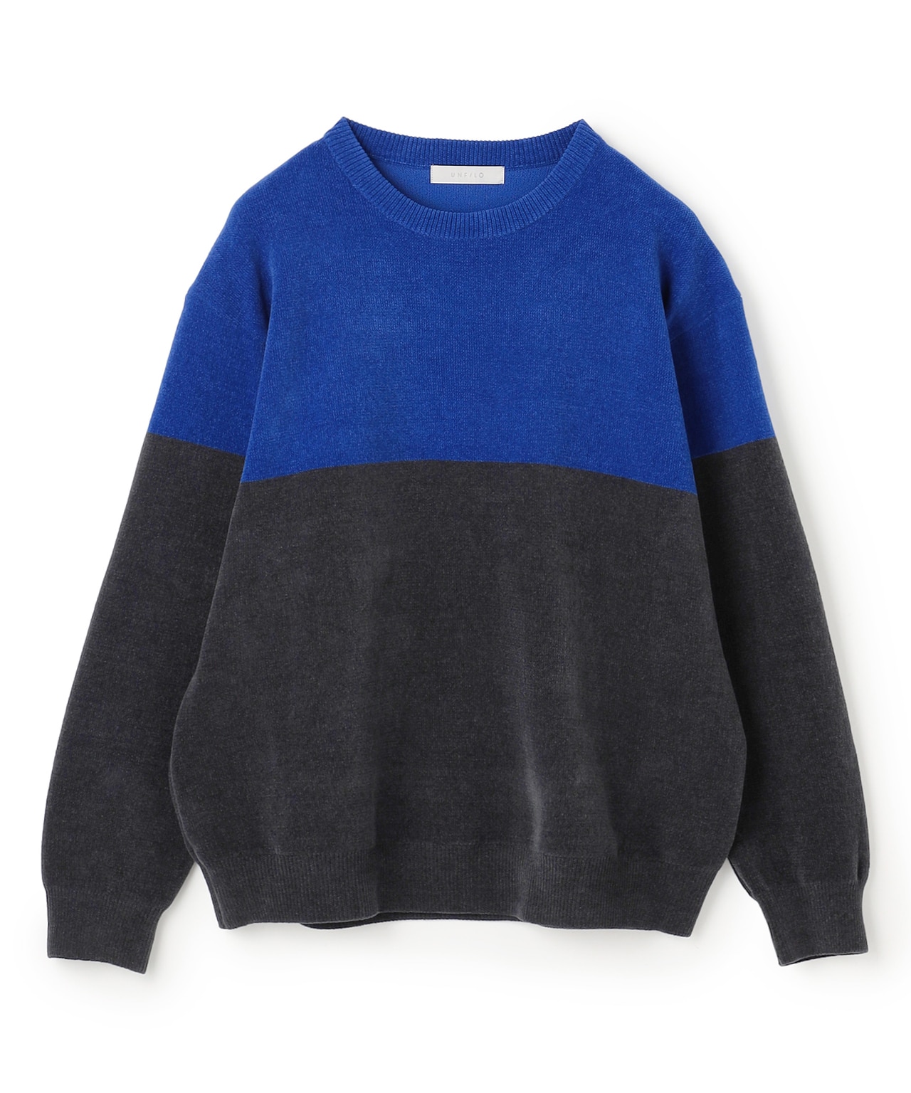 ライトモール ニット チャコールグレー×ロイヤルブルー(104)