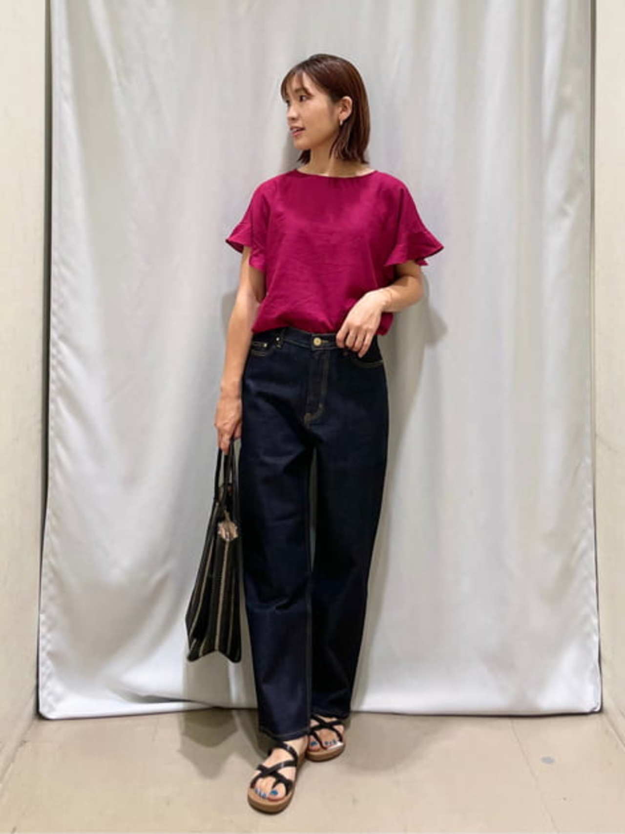 【優木まおみ着用】ライトリネンフレアスリーブ ブラウス