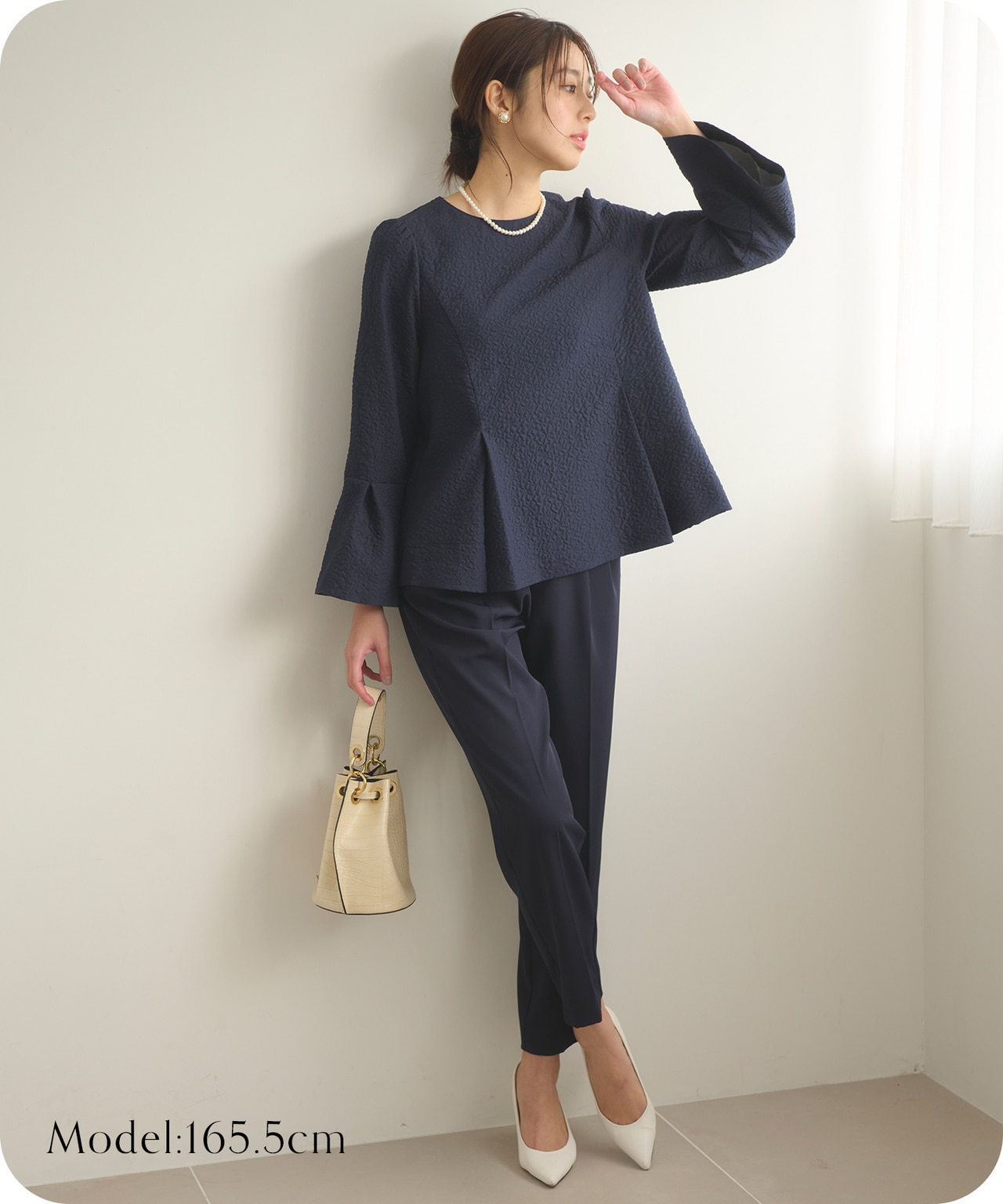 【セットアイテム】美シルエット ブラウス×パンツ セットアップ