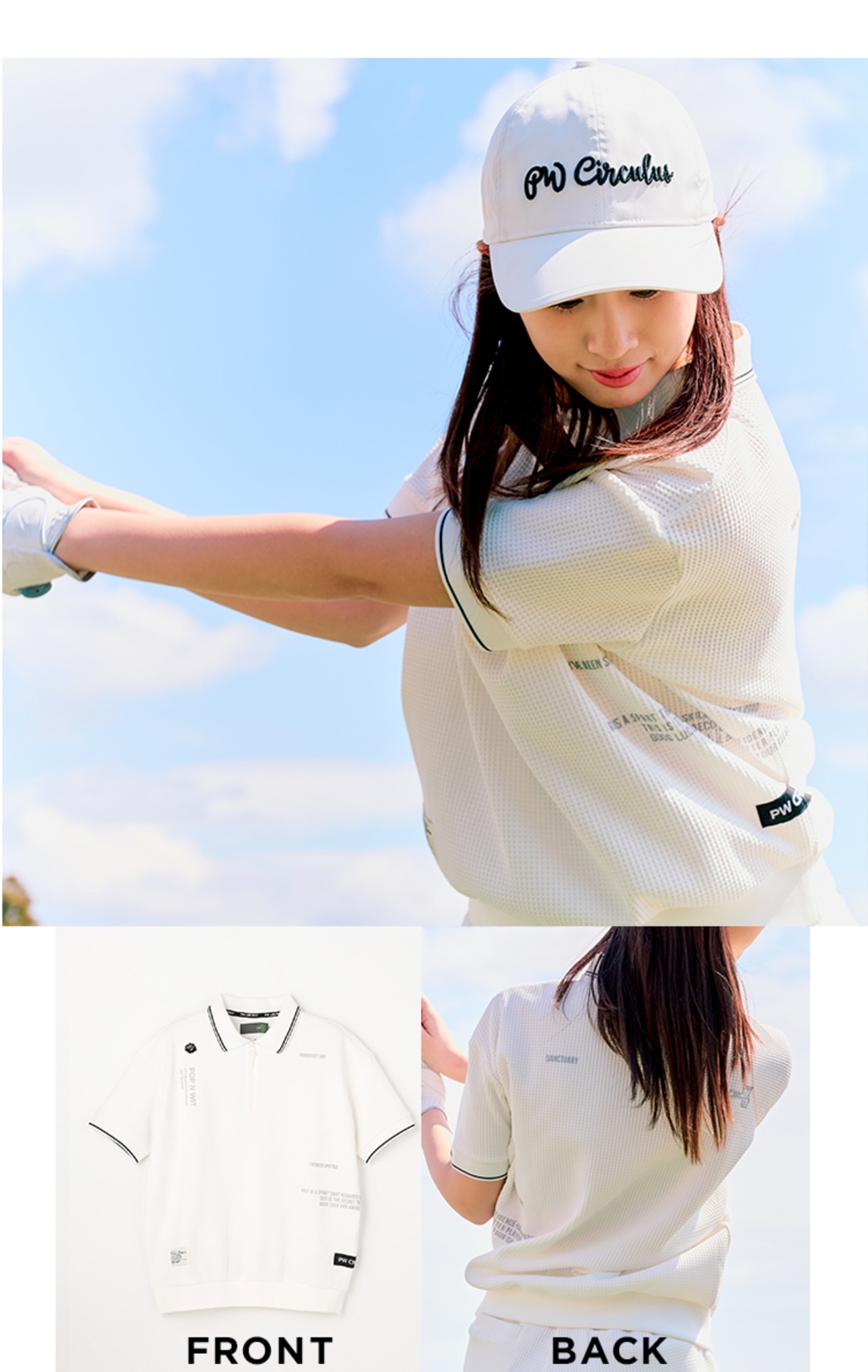 PWCIRCULUS,ピーダブ,PW,ゴルフウェア,ゴルフトップス,ワッフル素材,快適,WOMENS,2026春夏,新作ウェア,機能性