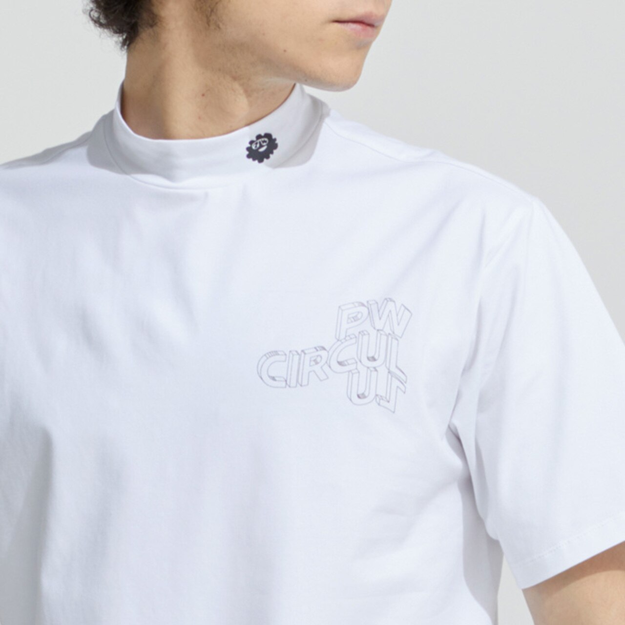 ゴルフウエア,ゴルフモックネック,アニマル写真,フォトT,前寄り写真,PW,PW CIRCULUS,犬柄