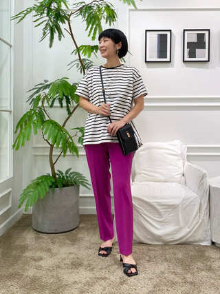 【洗える】コットン ビックシルエット ボーダー Tシャツ