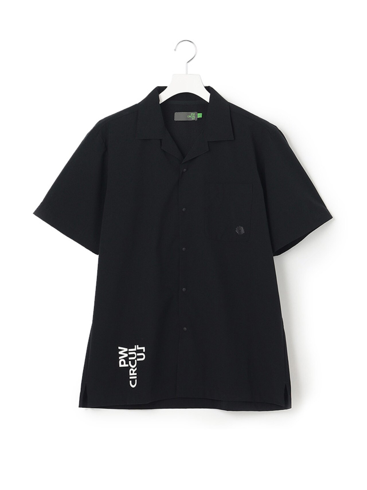 MEN ストレッチ/通気性 ロゴ オープンカラー シャツ