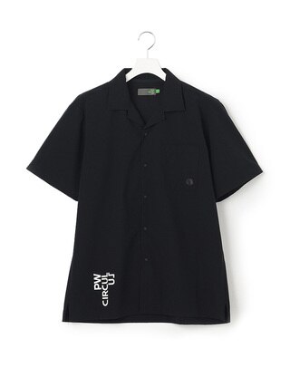 MEN ストレッチ/通気性 ロゴ オープンカラー シャツ