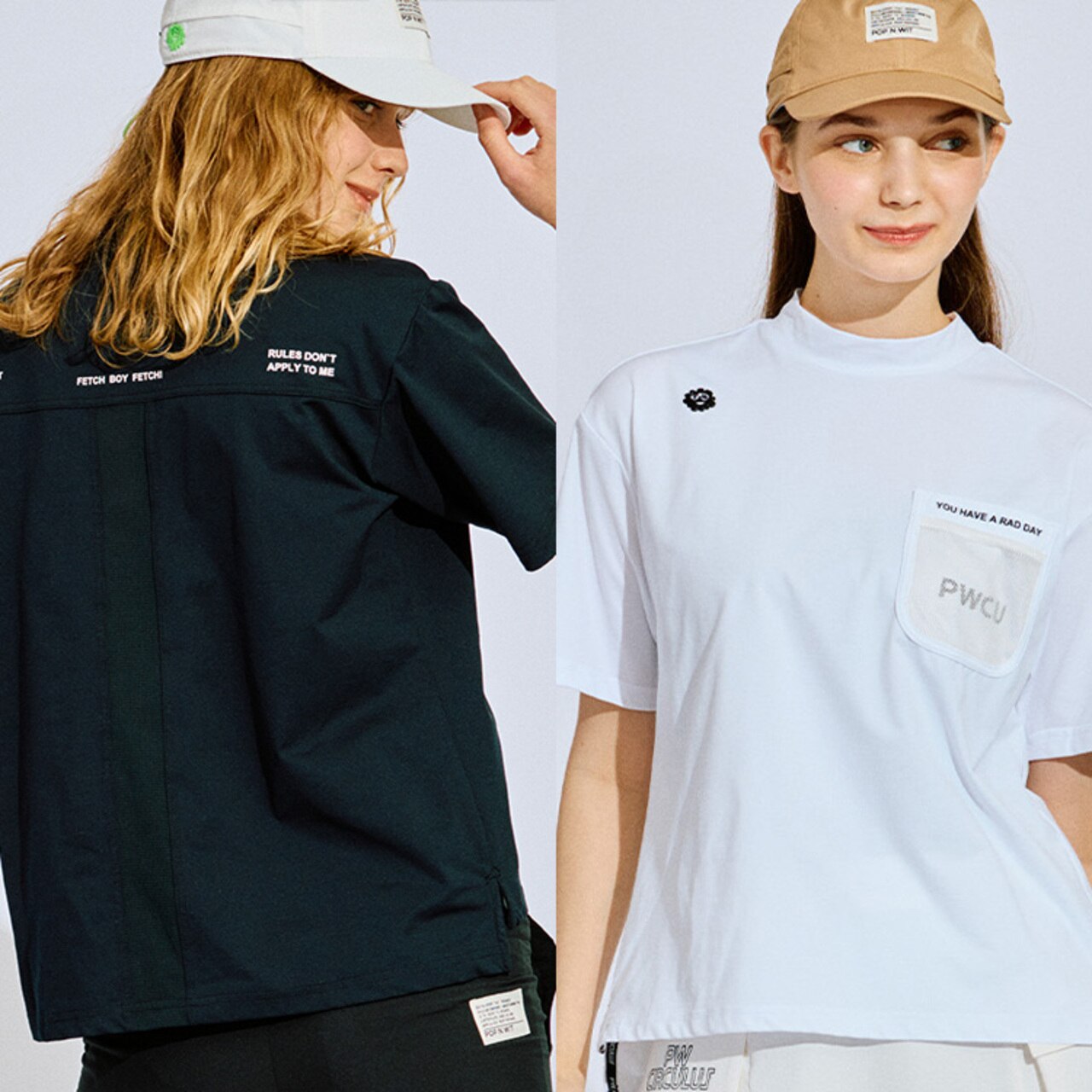 PWCIRCULUS,ピーダブ,PW,ゴルフウエア,WOMENS,ゴルフ,速乾,UV,ストレッチ,コットンライク,天然素材見え,色違い着用モデル