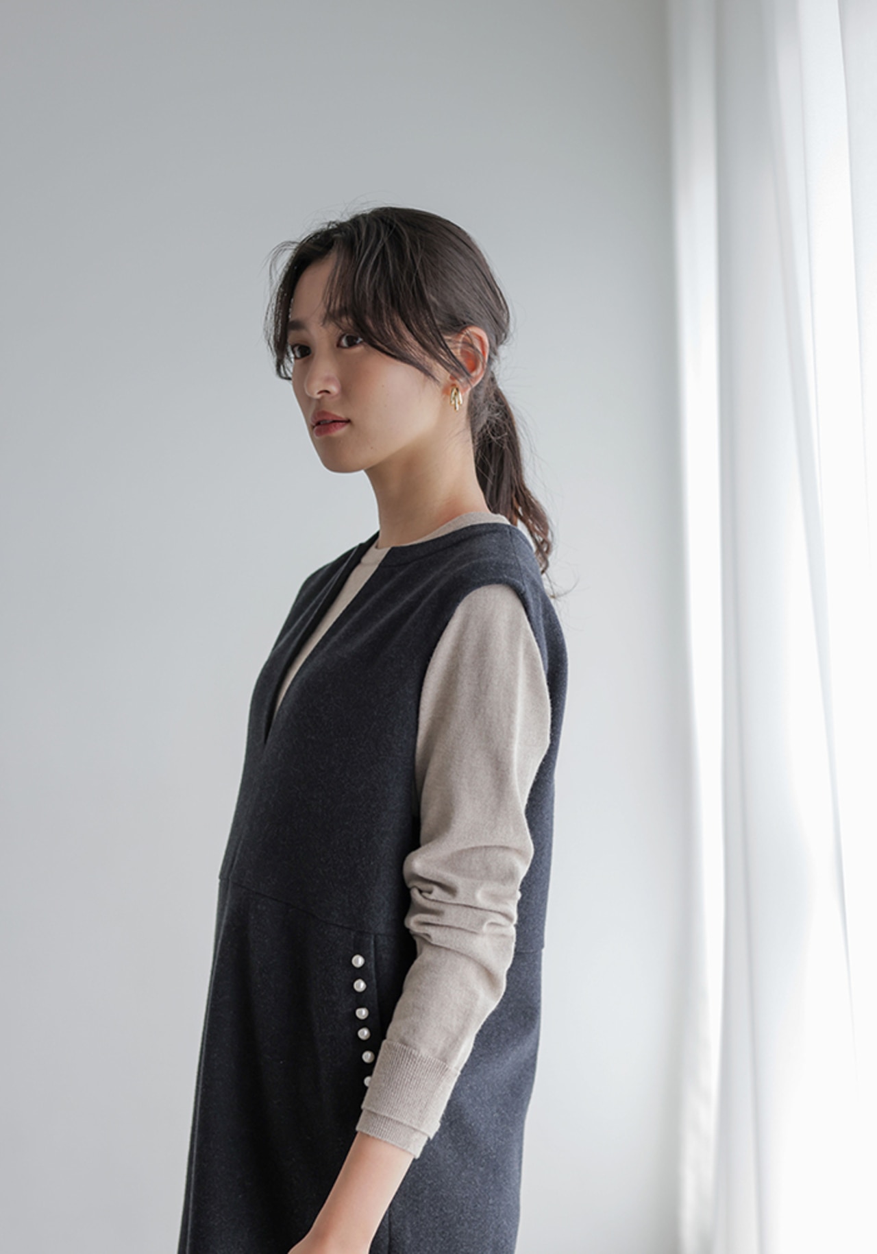 ONWARD CROSSET / 【洗える】 ニットコンビジャガード ワンピース 今すぐから冬まで