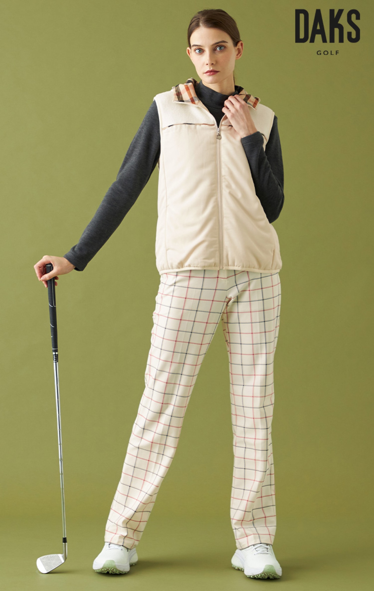 DAKSGOLF,DAKS,ゴルフアウター,おススメ,WOMENS,LADIES,ジャケット,ブルゾン,フリースジャケット,フリース,防寒,冬ゴルフ,ベージュ