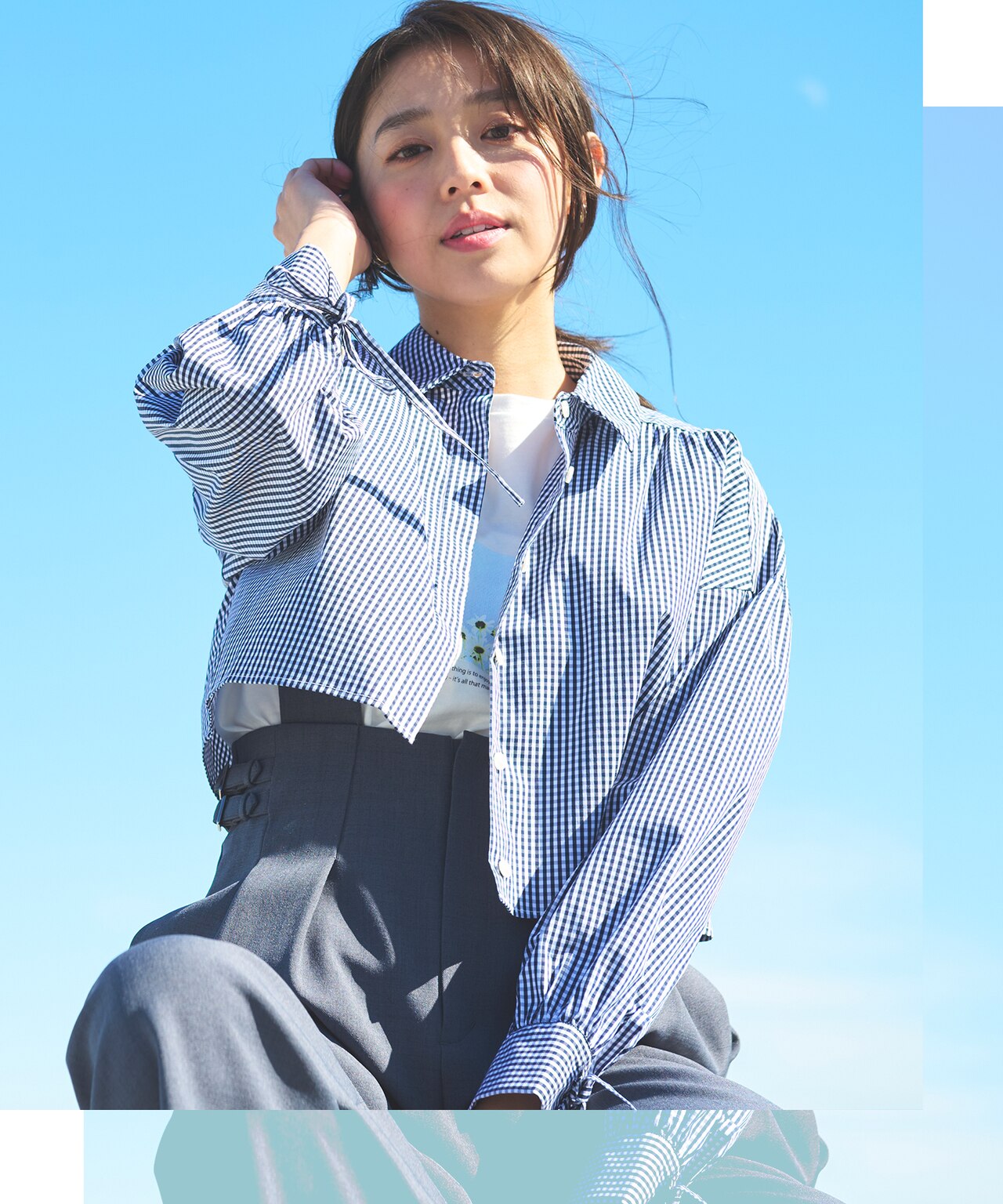 【2WAY】リボンクロップド シャツ