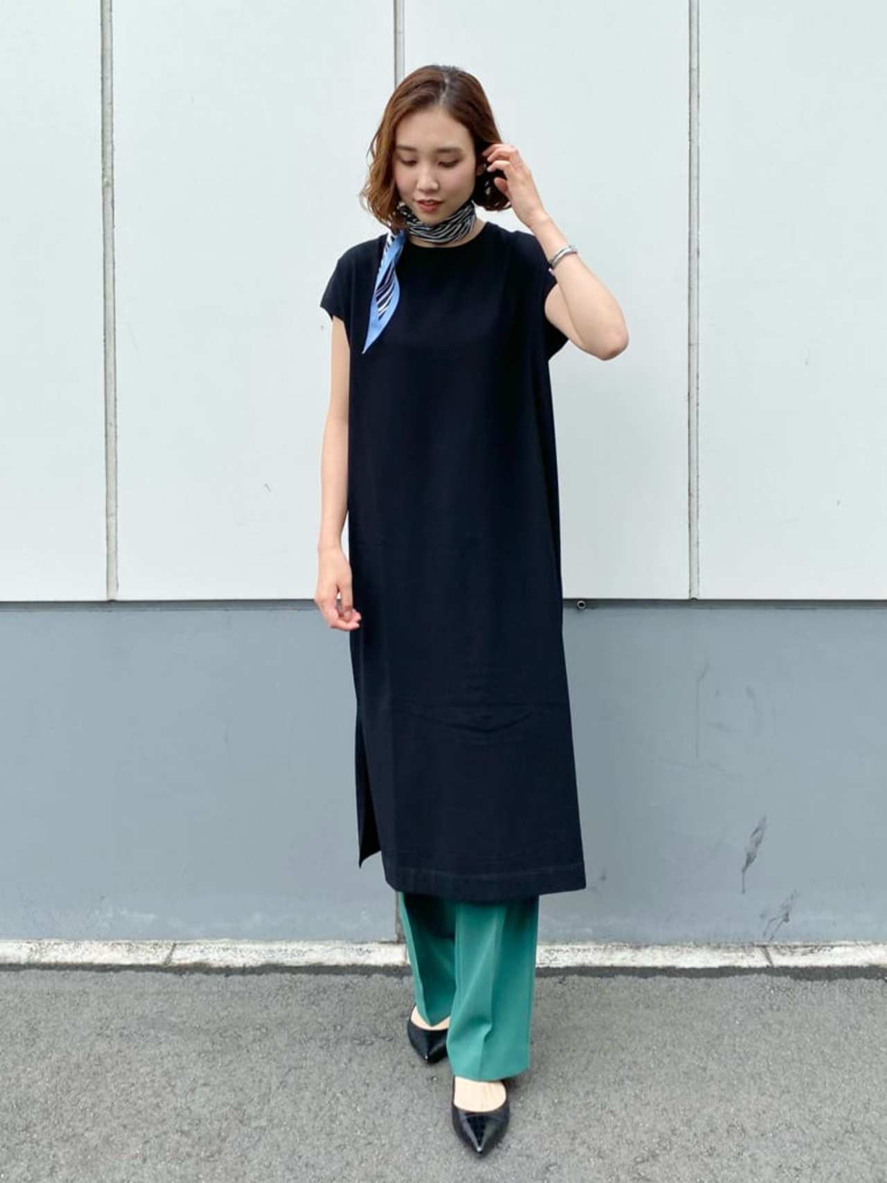 【洗える】ヴィスコースストレッチ ニット ワンピース