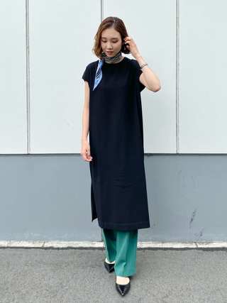 【洗える】ヴィスコースストレッチ ニット ワンピース
