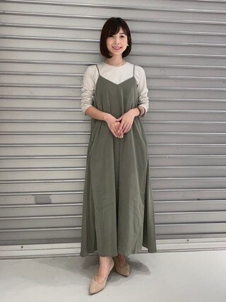 【稲沢朋子さん着用】Tシャツ×スエードライクワンピース セット