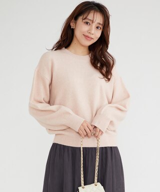 ピンクのクルーネックニット プルオーバー