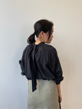 ドライコットンボイル ボウタイ ブラウス