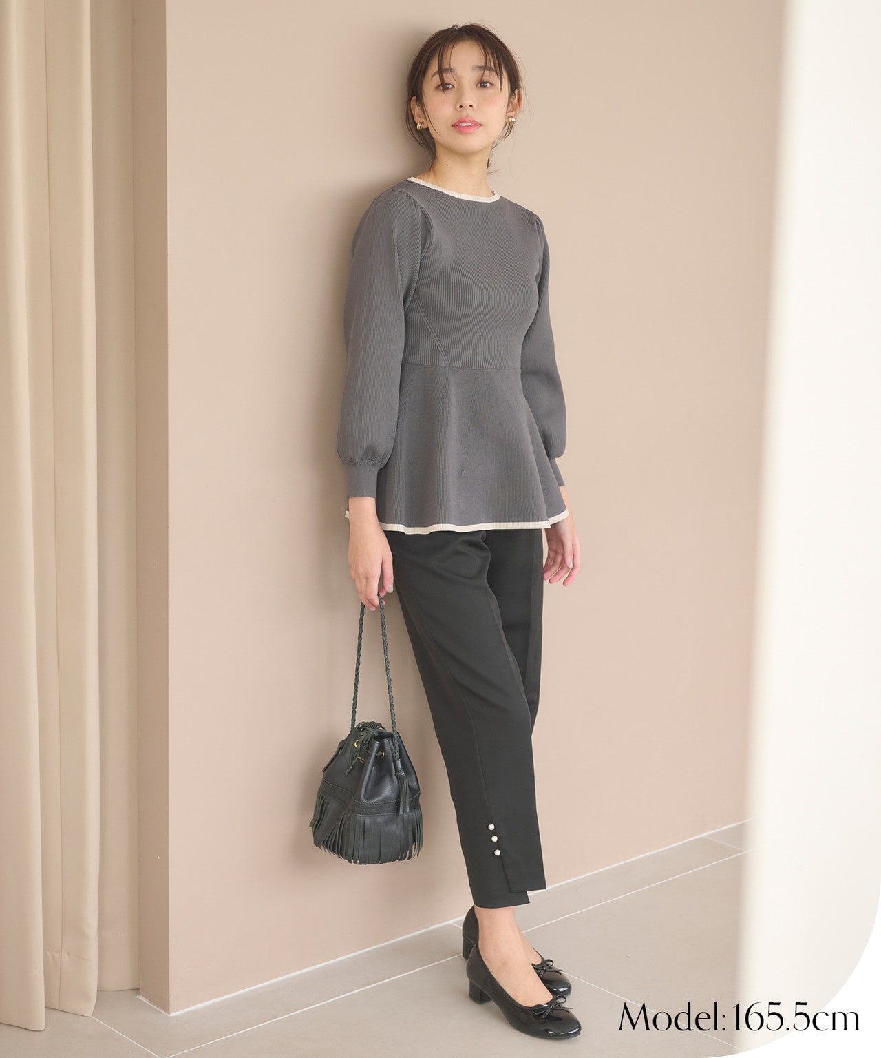 バイカラーペプラム ニット