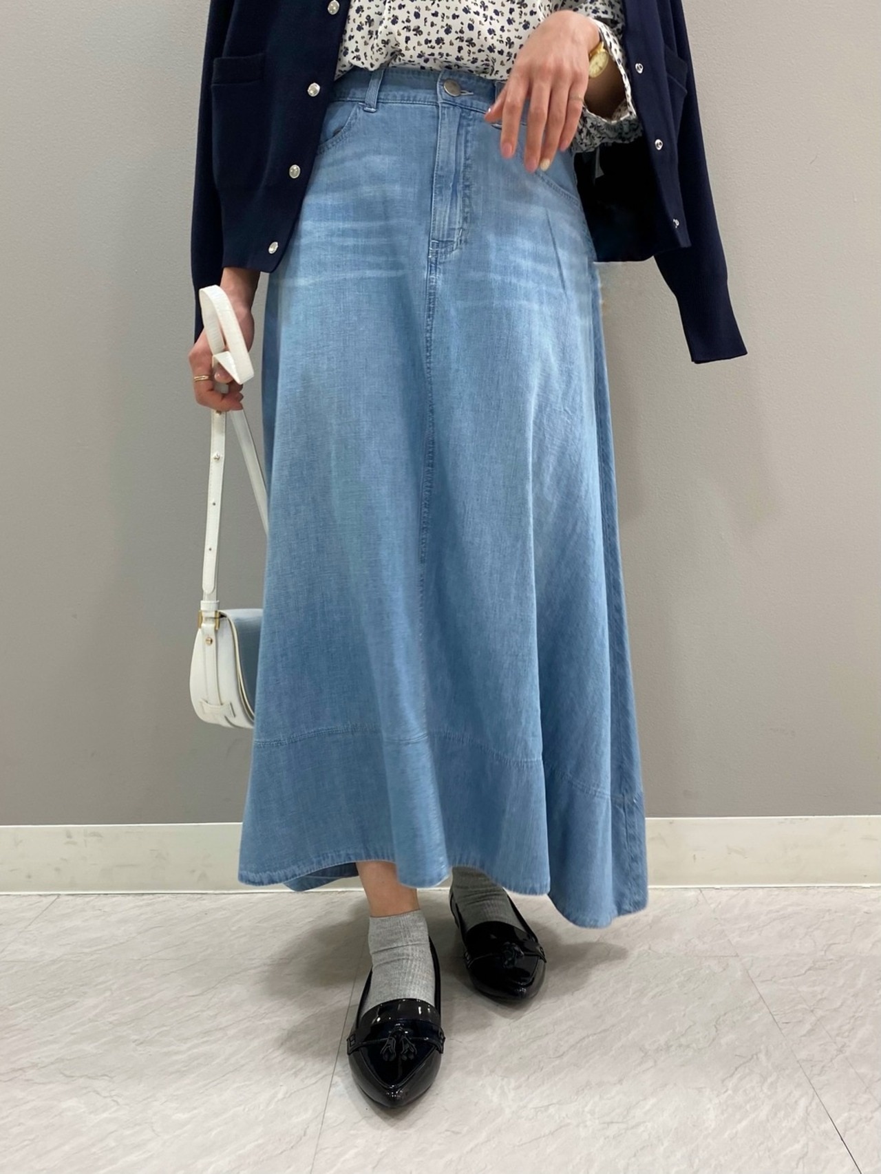 【洗える】ライトオンス デニム マキシ デニムスカート