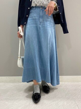 【洗える】ライトオンス デニム マキシ デニムスカート