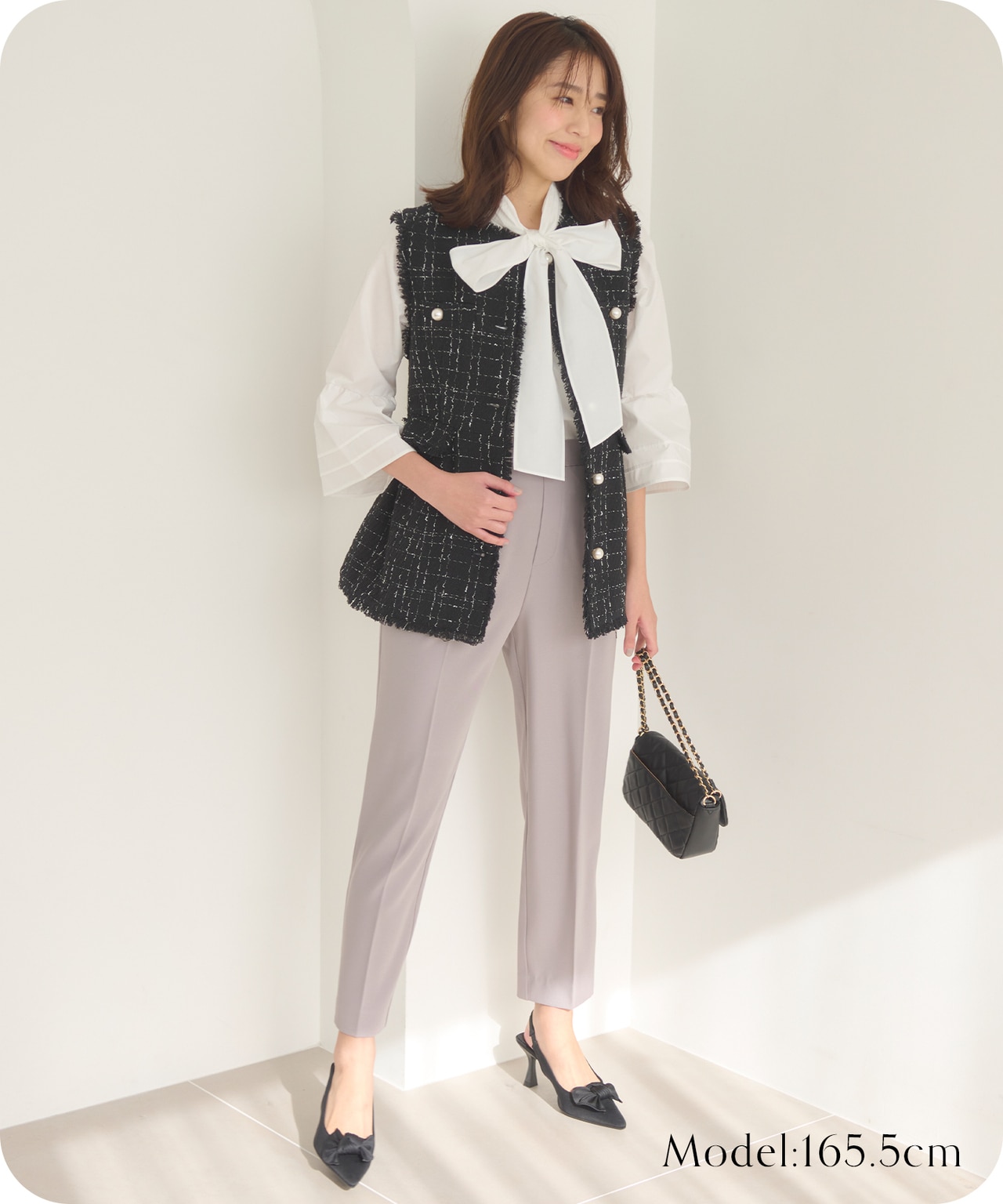 【好評につき追加生産決定！】ツイードペプラム ジレ