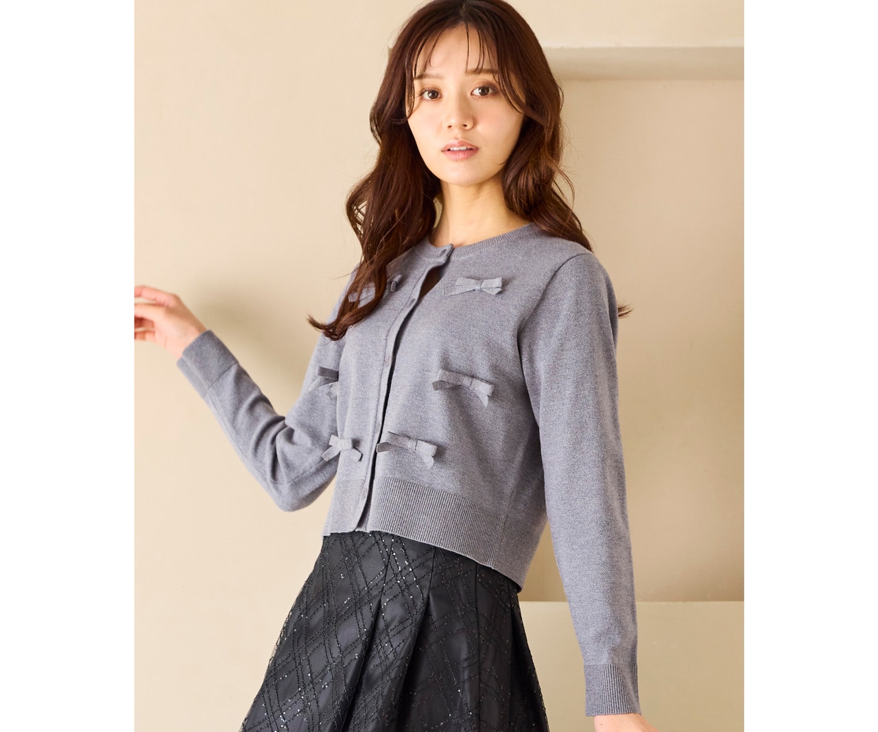 リボンカーディガン