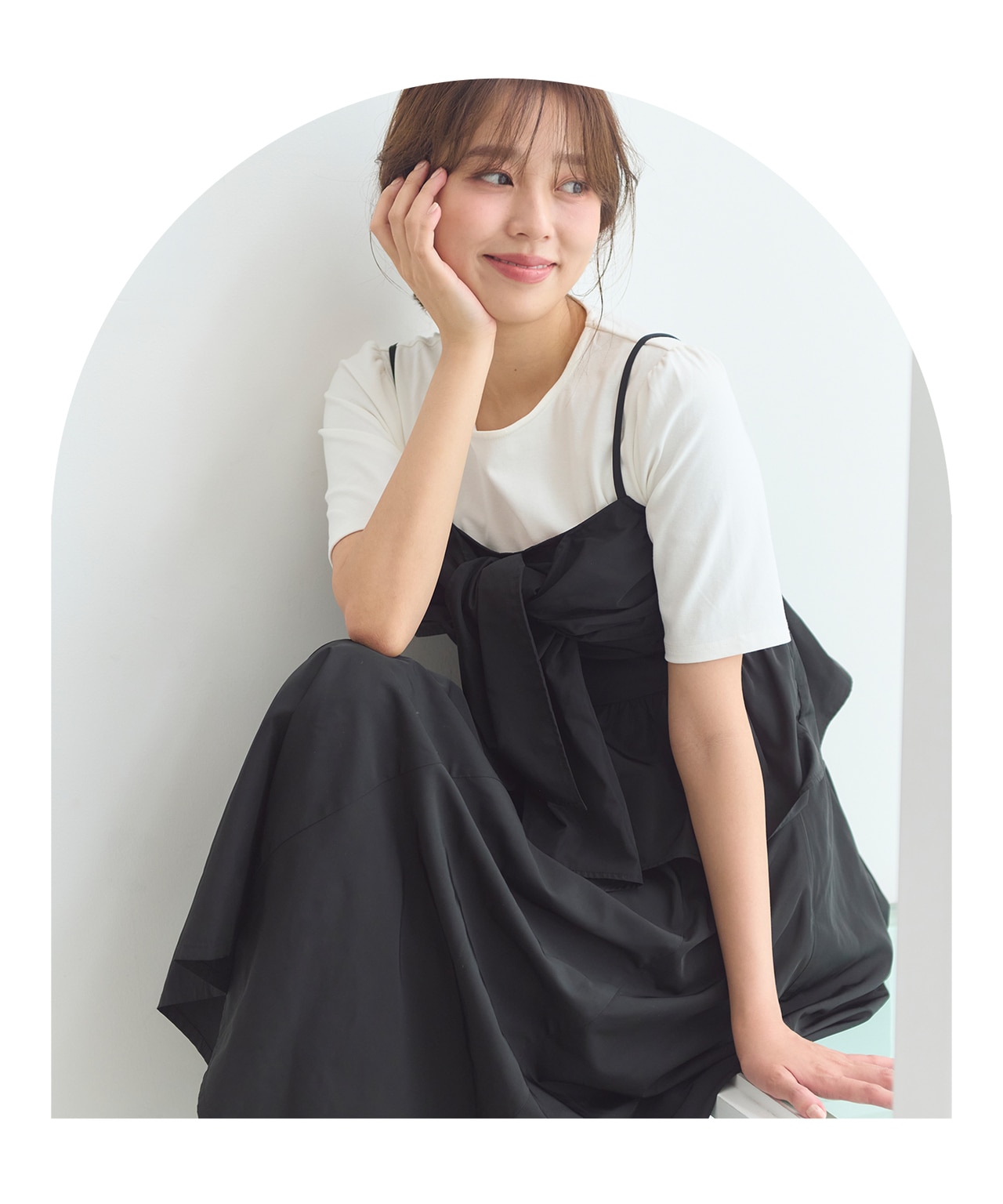 【セットアップ対応】リボンタフタ ビスチェ カットソー