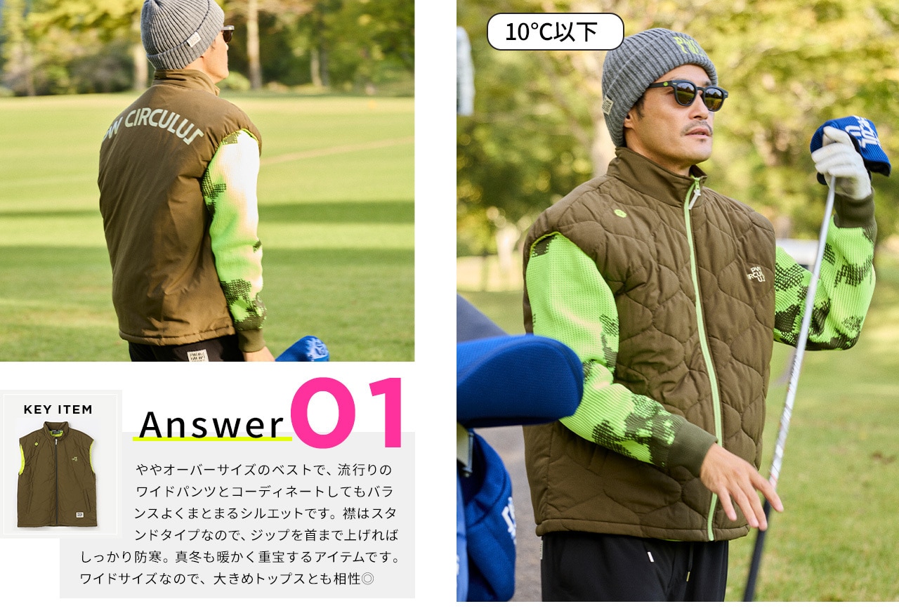 PWCIRCULUS,ピーダブ,PW,ゴルフウエア,MENS,ゴルフ,寒暖差,気温10度,11度,13度,14度,15度表題