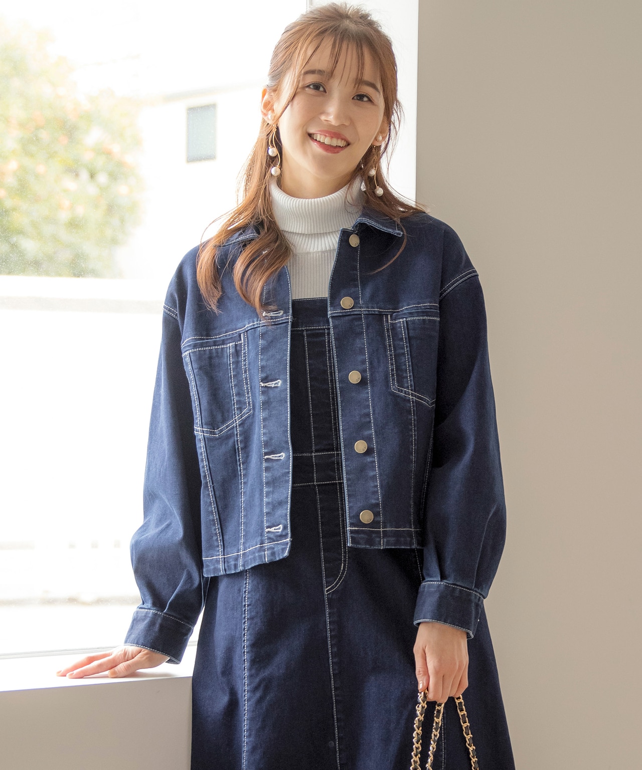 Tnewties ほうきをマイクに見立てて デニムコートセット ネイビー　XS Tnewties ほうきをマイクに見立てて デニムコートセット