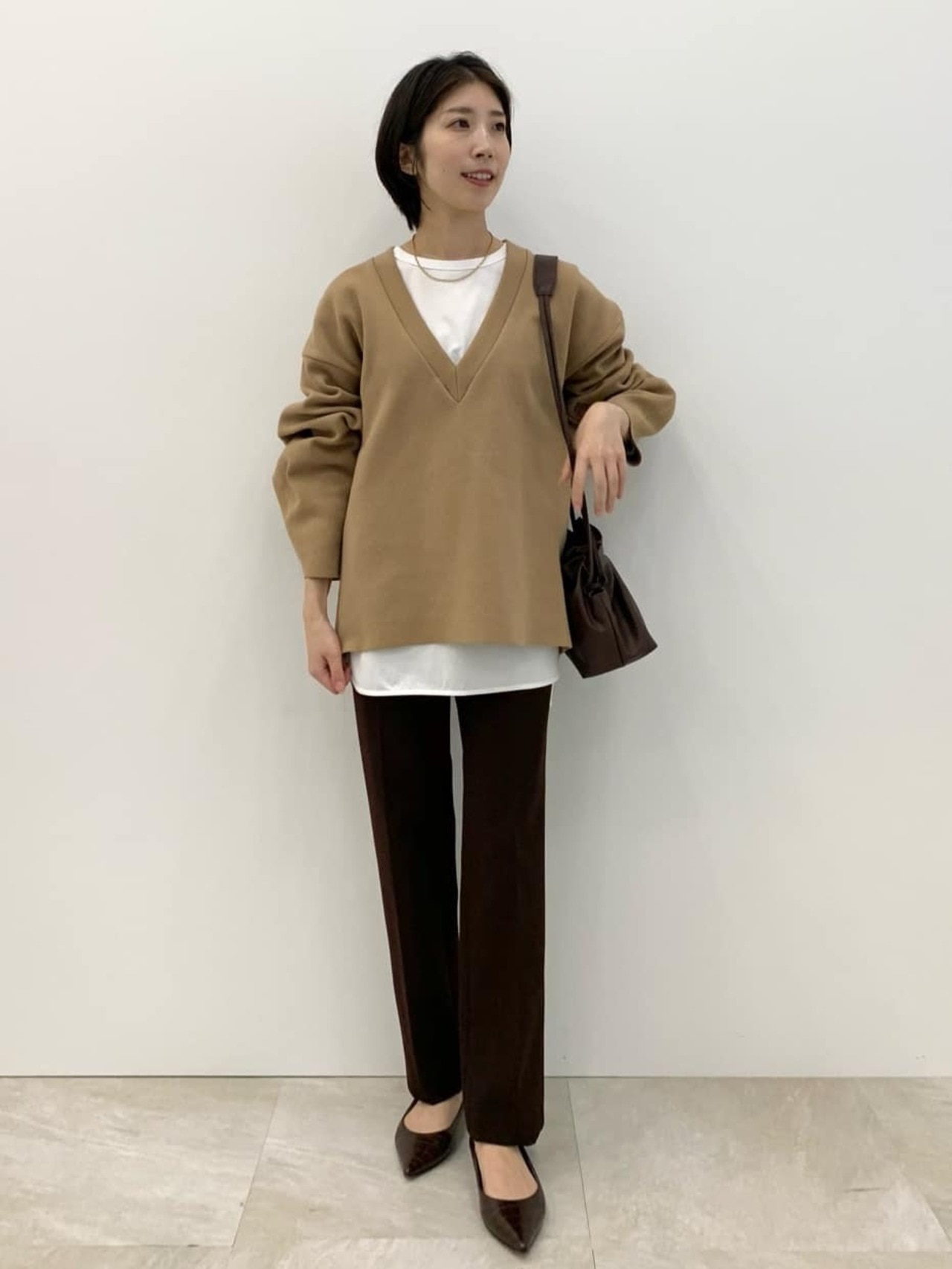 【中村アンさん着用】Wフェイスジャージー Vネック プルオーバー(番号2G43)