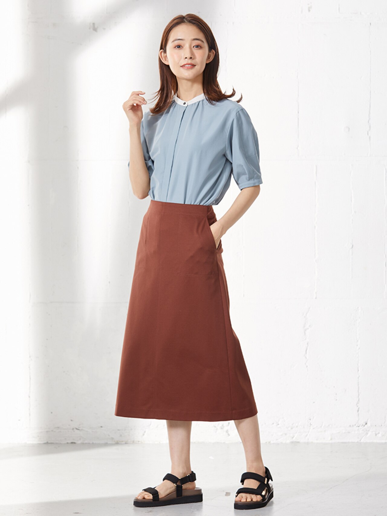 バンドカラー ブラウス