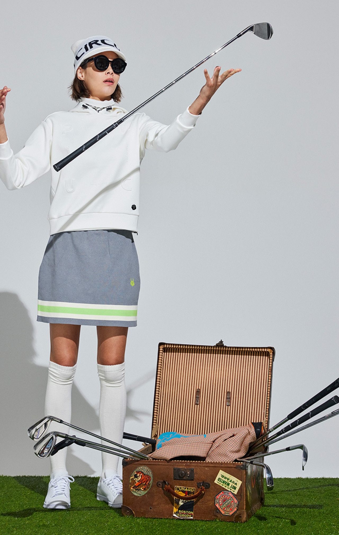 ゴルフウェア,レディース,秋冬,PW,おしゃれ,パーカー,ゴルフ,ホワイト