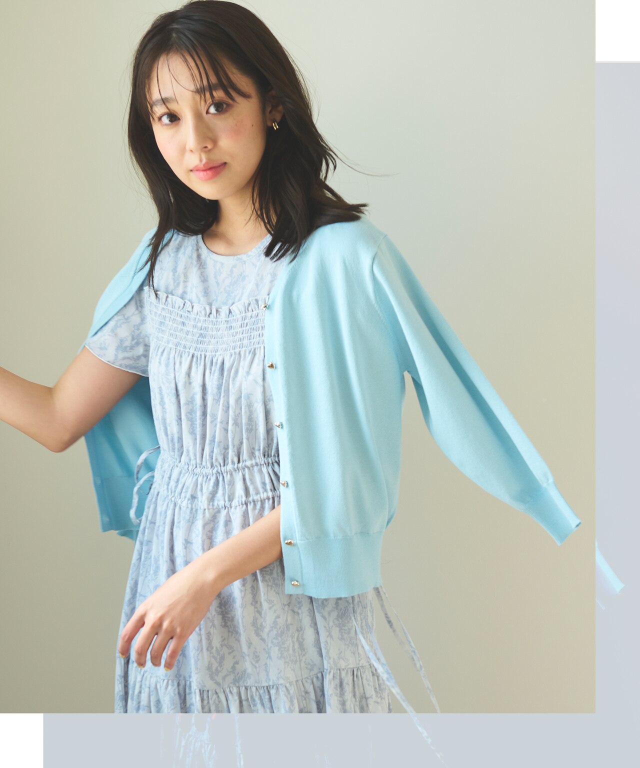 【接触冷感・UVカット】ハートボタン7分袖 カーディガン