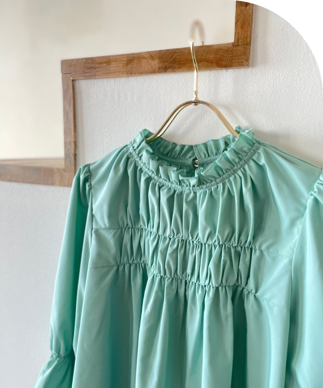 スタンドネックシャーリング ブラウス