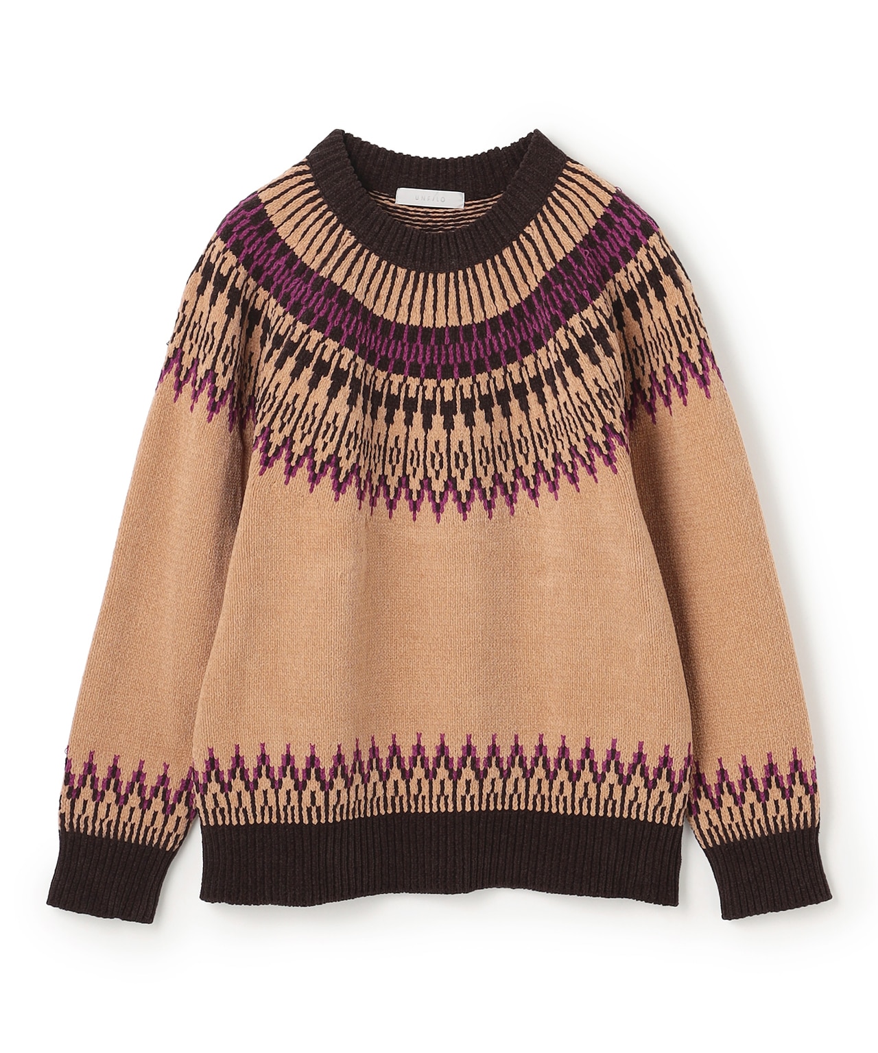 ライトモール ノルディックニット キャメル×ブラウン(134)