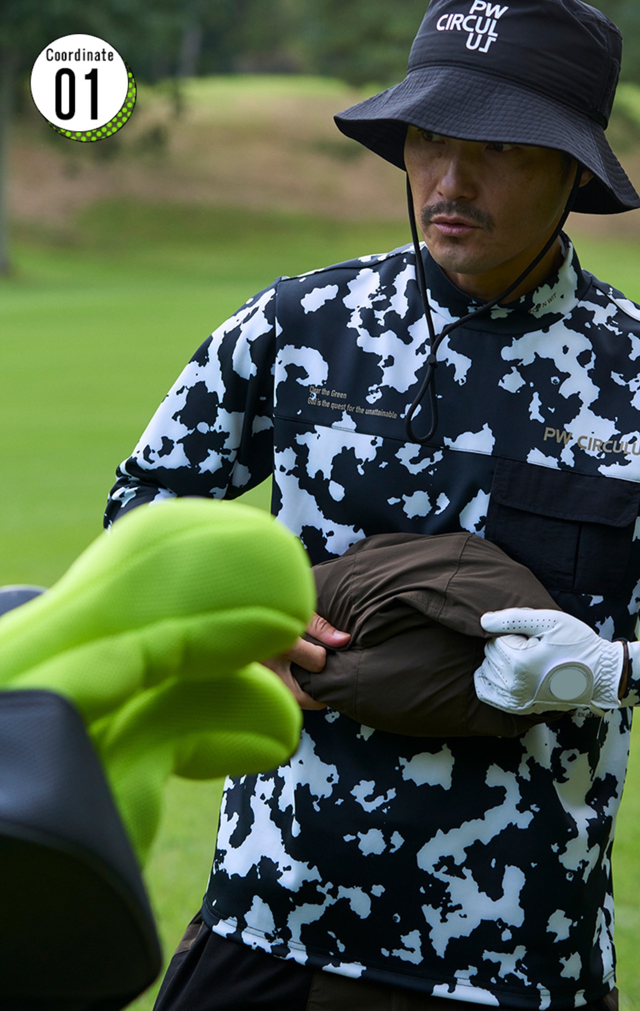 PWCIRCULUS,ゴルフウエア,気温別コーディネートの画像, 今の着こなし20℃~15℃コーデ1,メンズコーディネート,ブルゾンを脱ぐ画像