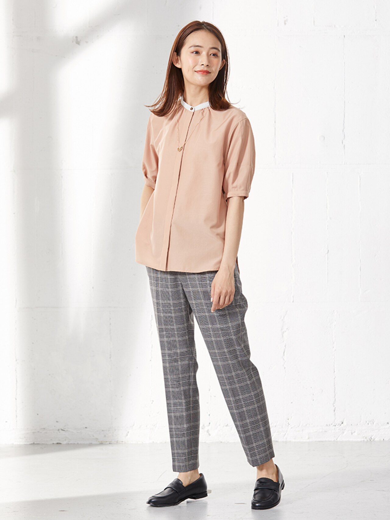 バンドカラー ブラウス