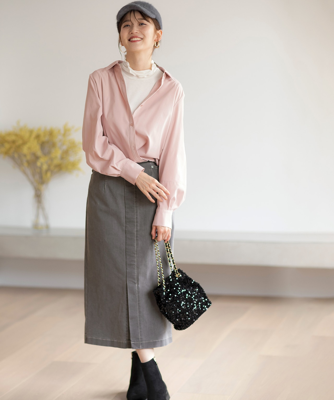 グレー デニム スカート