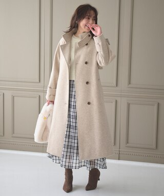 【古畑星夏さん着用】スタンドネックウールライク コート