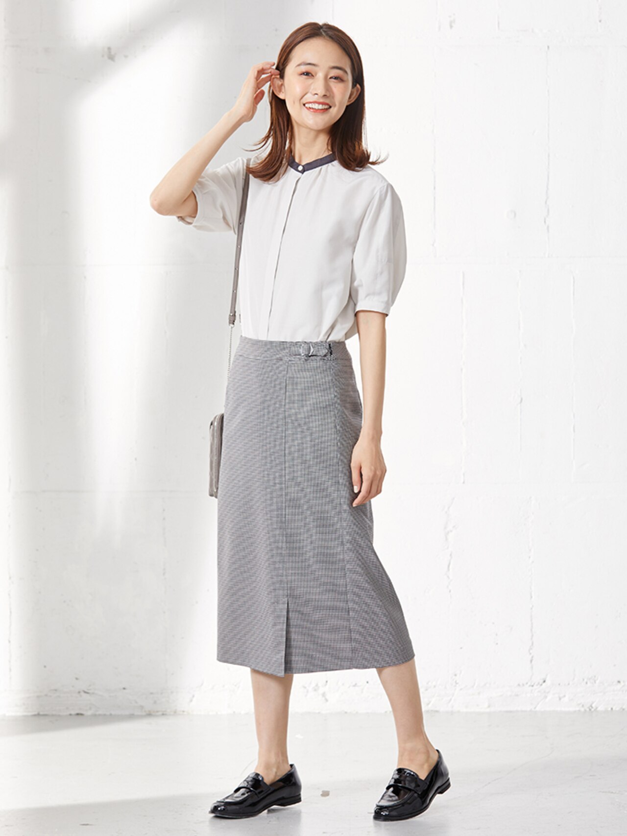 バンドカラー ブラウス