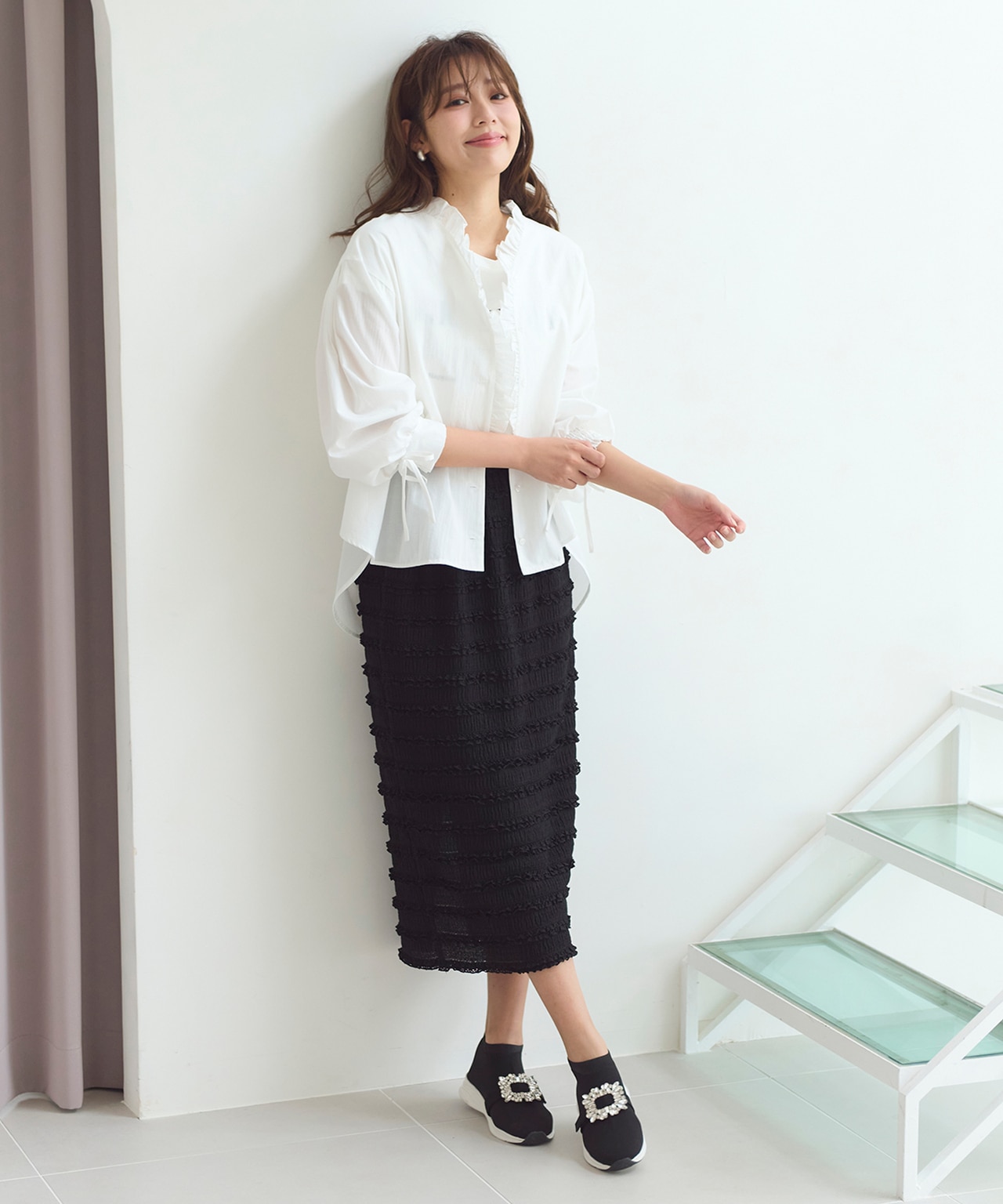 【洗える】フリルシャツ ブラウス