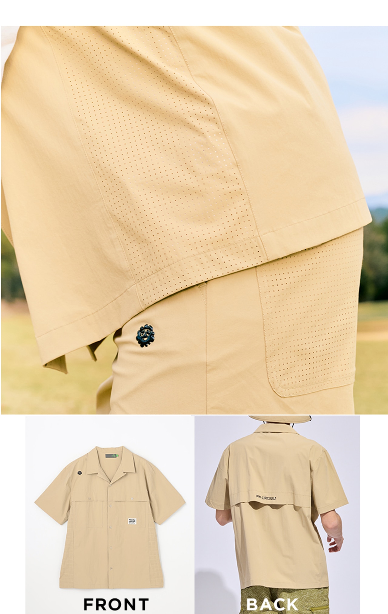 PWCIRCULUS,ピーダブ,PW,ゴルフウェア,ゴルフトップス,ベーシック,サファリシャツ,シャツ,ストリート,MENS,2026春夏,新作ウェア,機能性