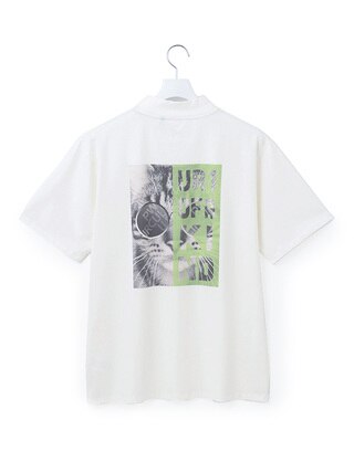 アニマル フォト モックネック シャツ カラー101