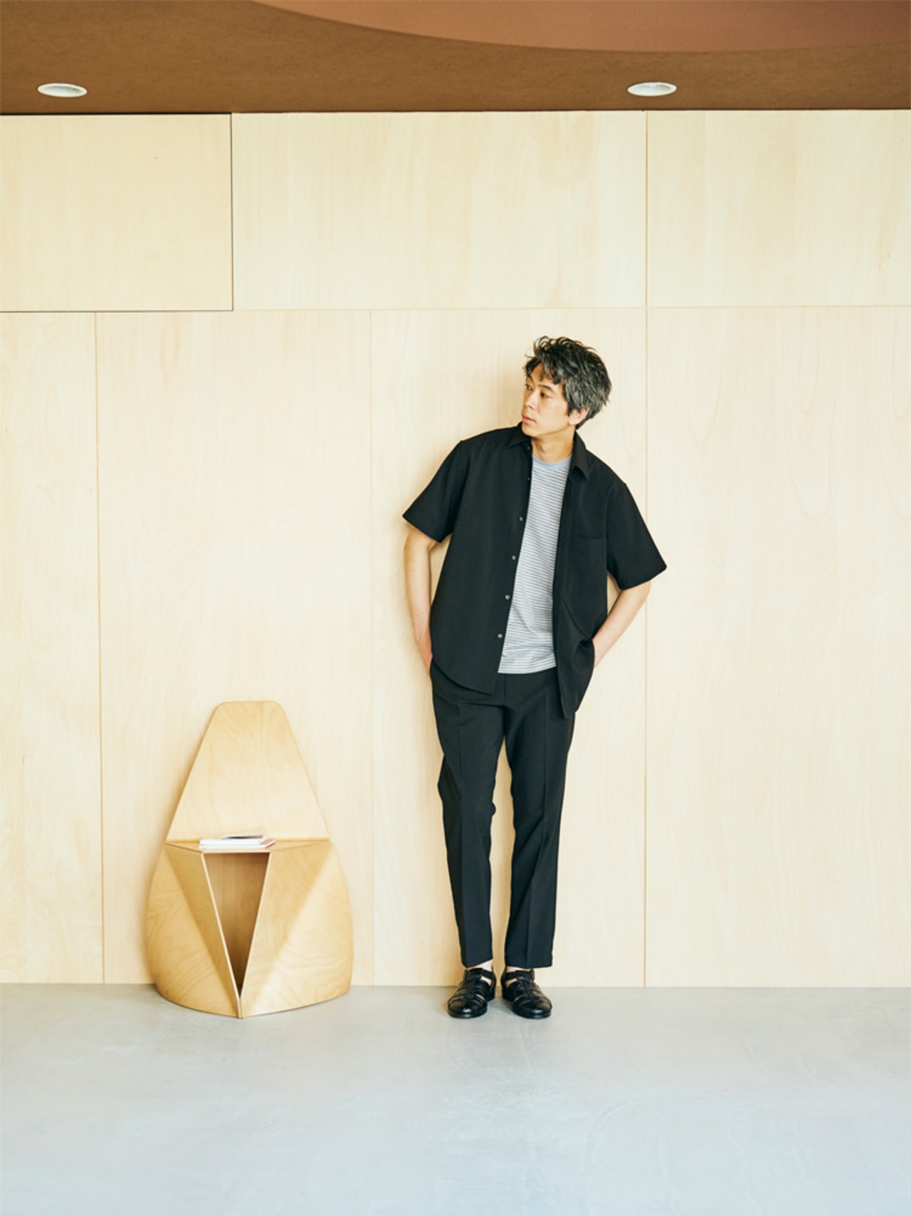 アンフィーロメンズのブリーズムーブセットアップの着こなし