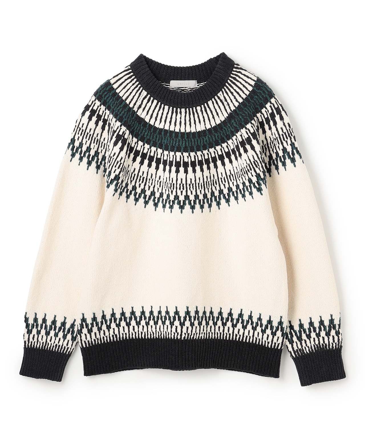 ライトモール ノルディックニット エクリュ×グリーン(102)