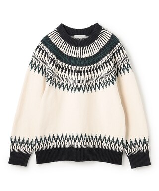 ライトモール ノルディックニット エクリュ×グリーン(102)