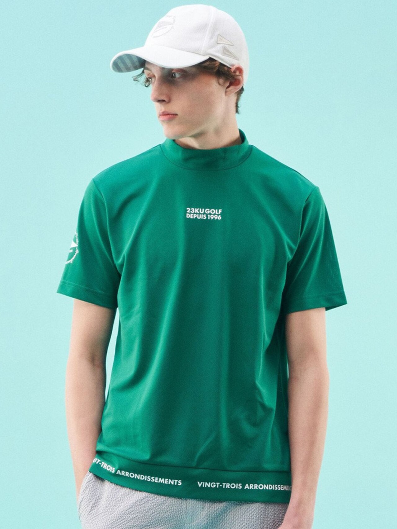 ストレッチメッシュモックネックシャツ