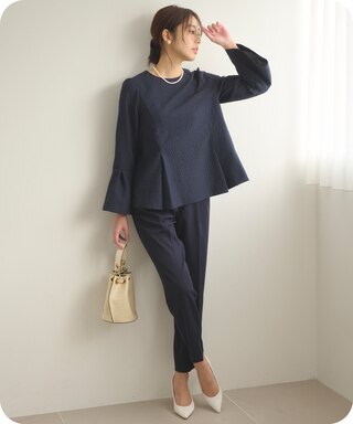 【セットアイテム】美シルエット ブラウス×パンツ セットアップ