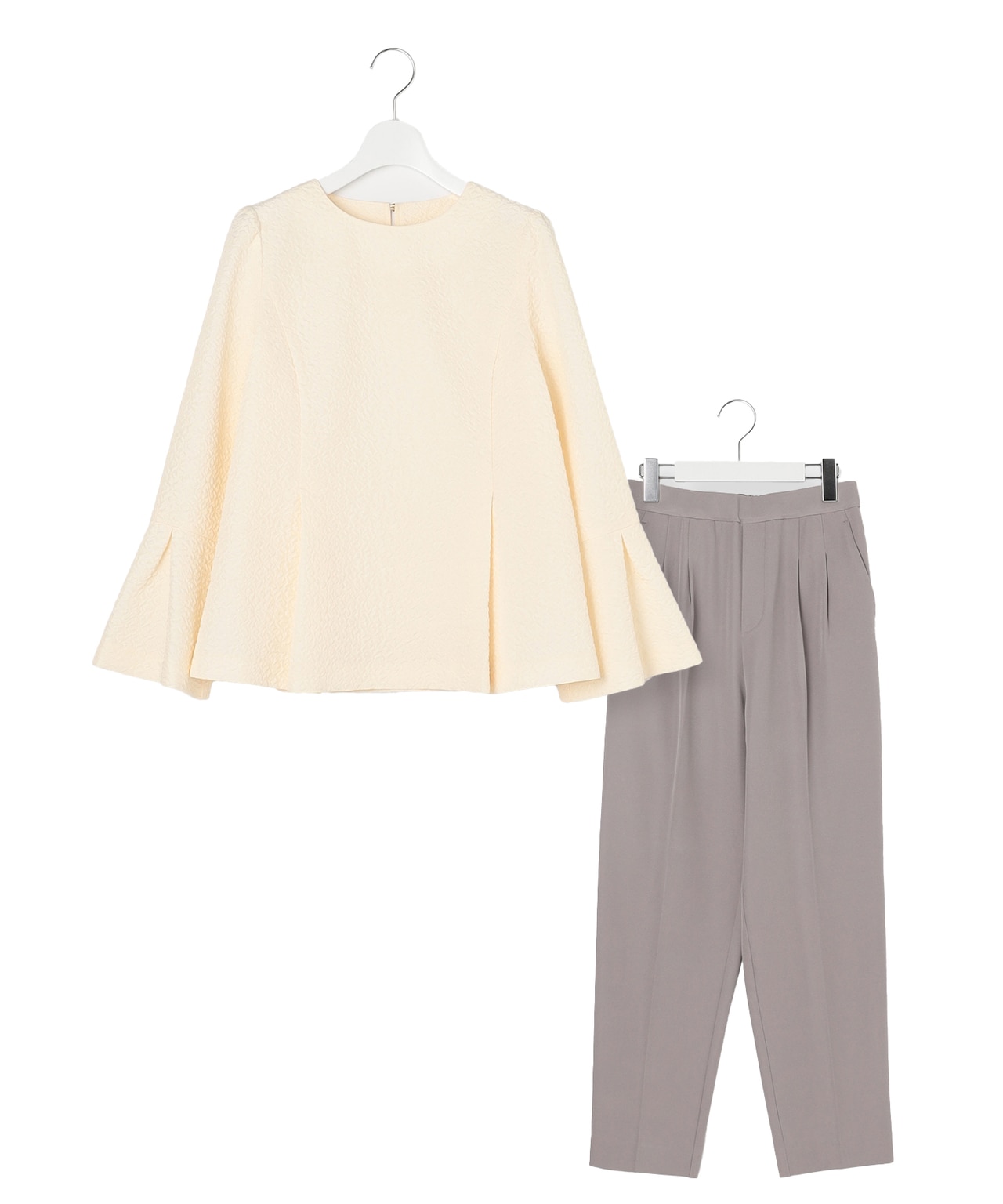 【セットアイテム】美シルエット ブラウス×パンツ セットアップ